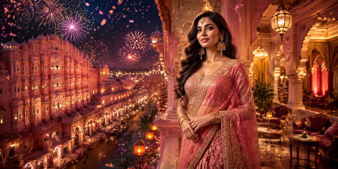 Diwali festival themed casino night market in Jaipur