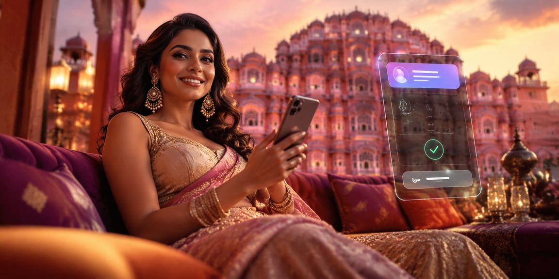 Jaipur Hawa Mahal with mobile casino deposit bonus concept