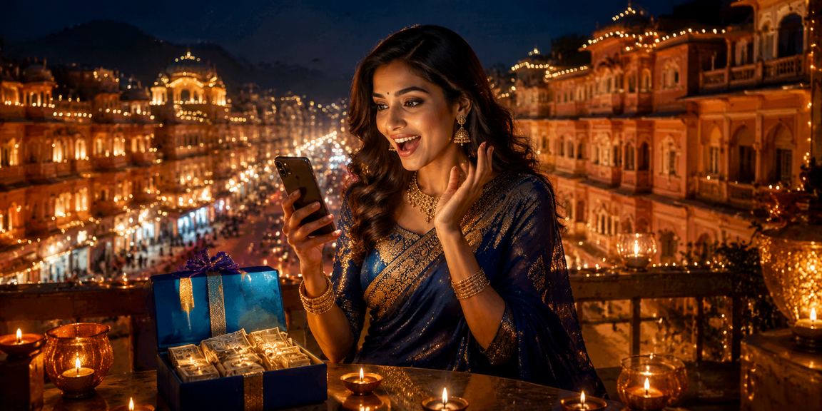 Mobile casino gaming scene during Diwali festival in Jaipur